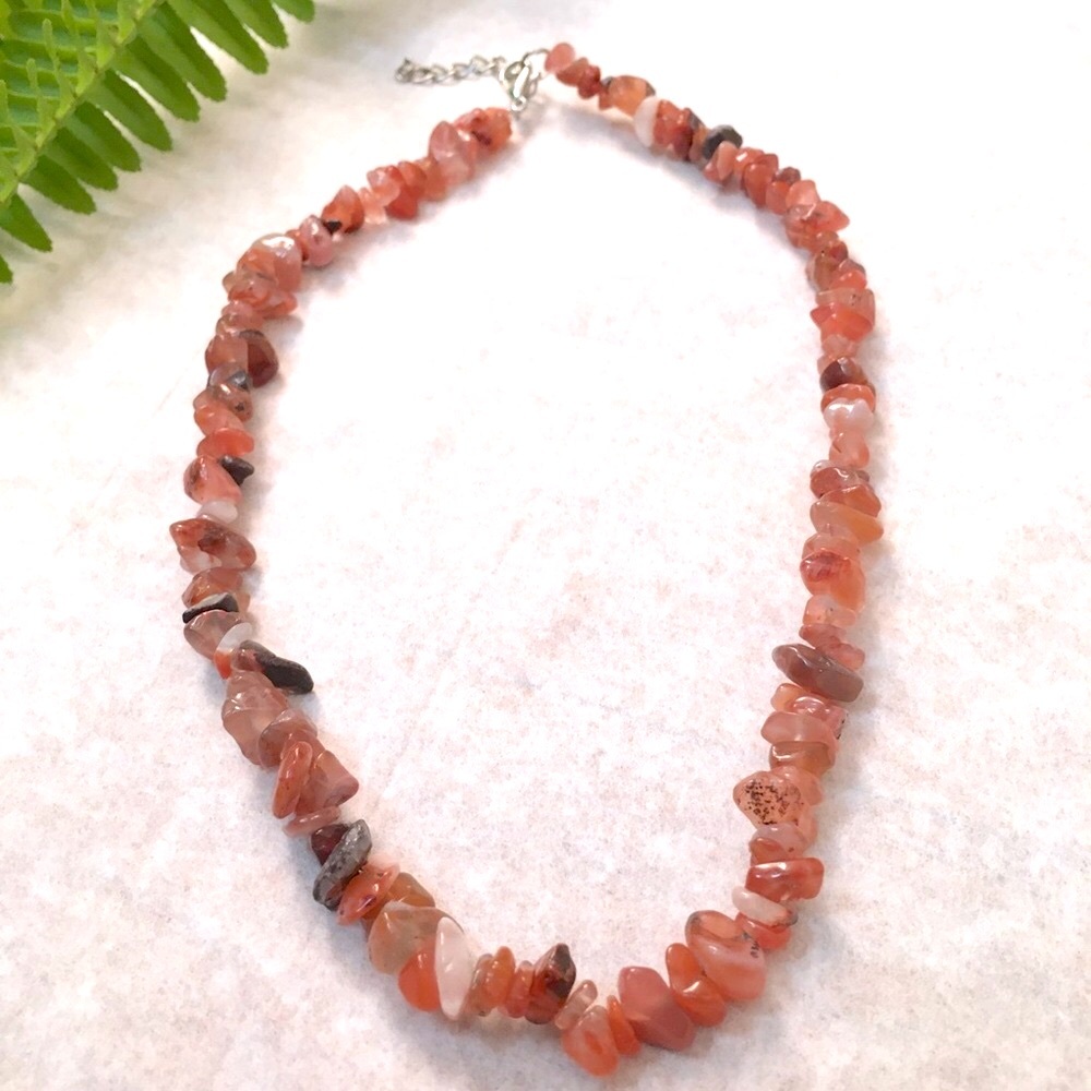 Natural Pink Red Strawberry Quartz Stones Strand Necklace Adjustable 15”– 17”